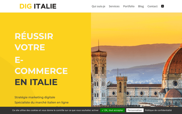 Capture du site DIG ITALIE, conseil e-commerce créé par GooServices