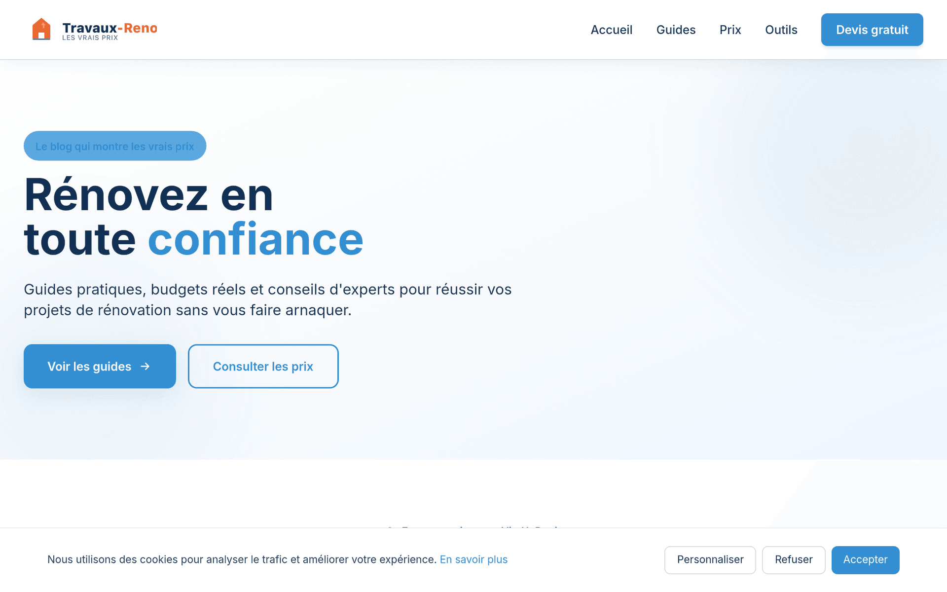 Site Travaux-Reno, guides de rénovation créé par GooServices